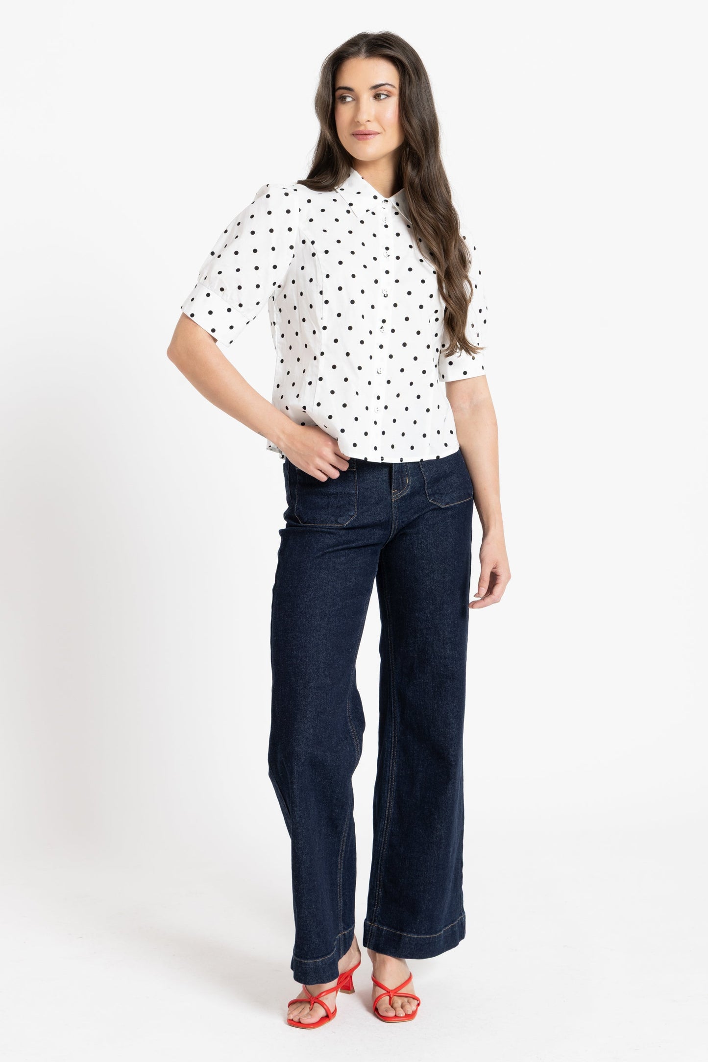 LEILA + LUCA DINNER DATE SHIRT - VANILLA SPOT - THE VOGUE STORE