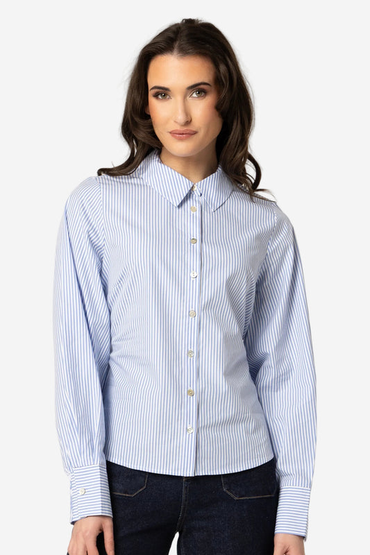 LEILA + LUCA SUCCESS SHIRT - SKY STRIPE - THE VOGUE STORE