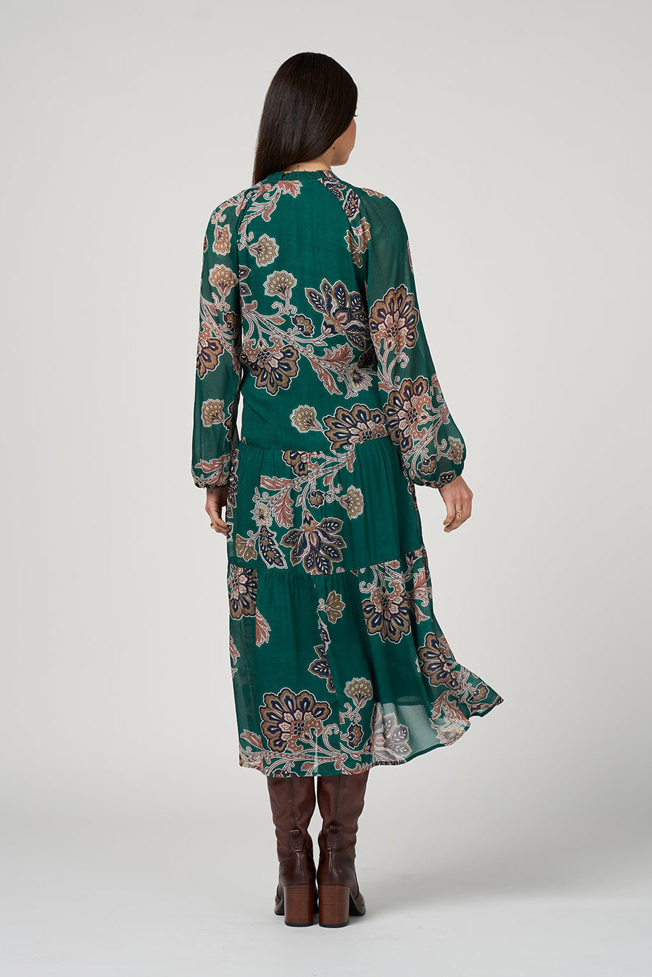 LOOBIES STORY VERSAILLES MIDI DRESS - EVERGREEN MULTI - THE VOGUE STORE