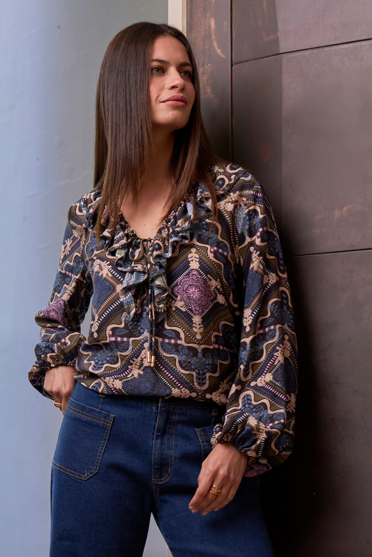 LOOBIE'S STORY REGALIA BLOUSE - OLIVE - THE VOGUE STORE