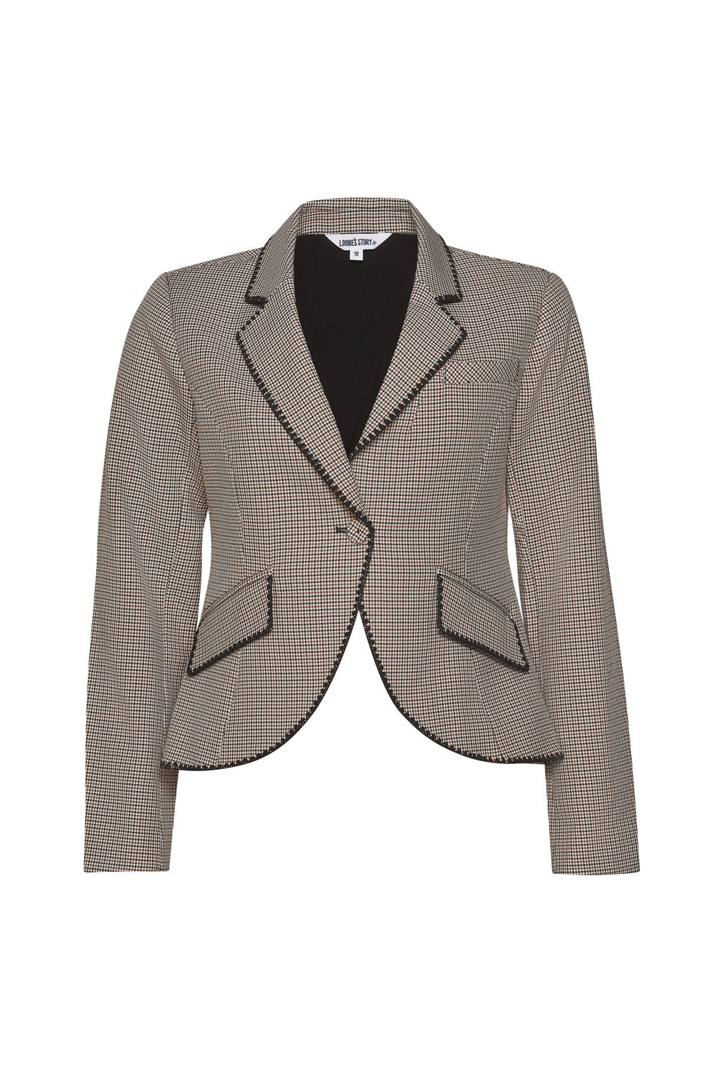 LOOBIE'S STORY AGATHA JACKET - TAN HOUNDSTOOTH - THE VOGUE STORE