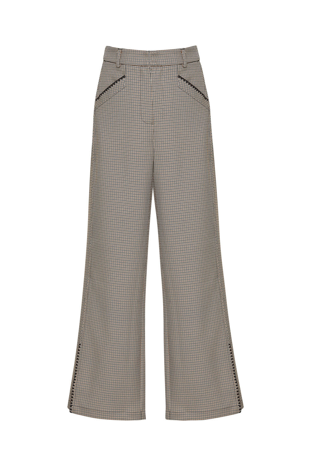 LOOBIE'S STORY AGATHA PANT - TAN HOUNDSTOOTH - THE VOGUE STORE