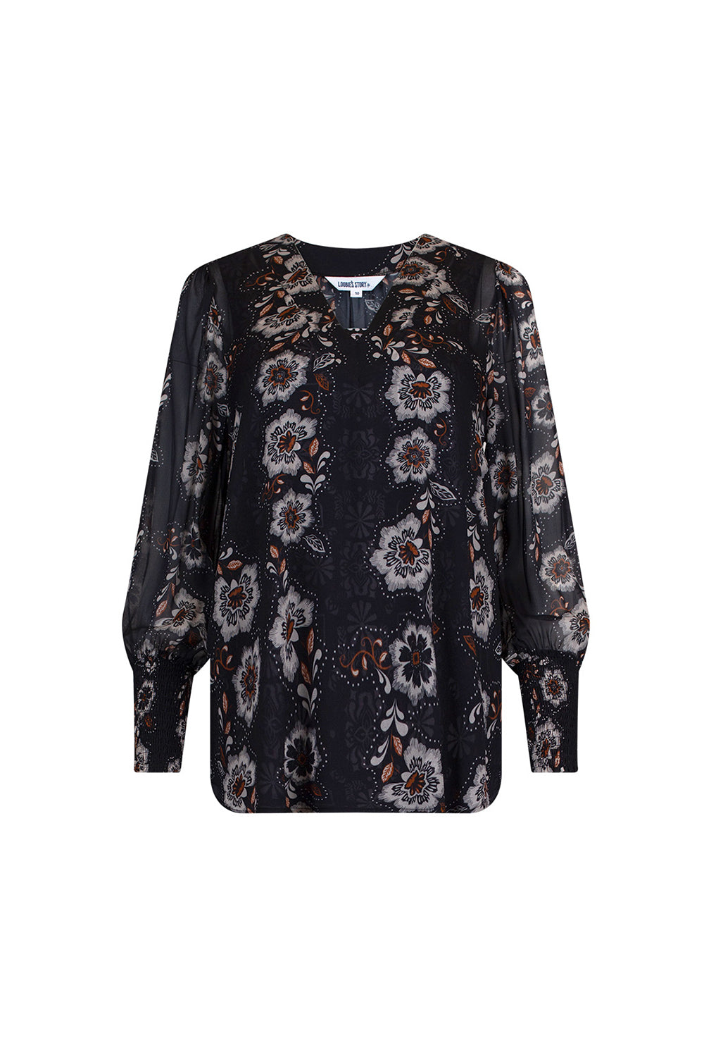 LOOBIES STORY THEODORA BLOUSE - BLACK MULTI - THE VOGUE STORE