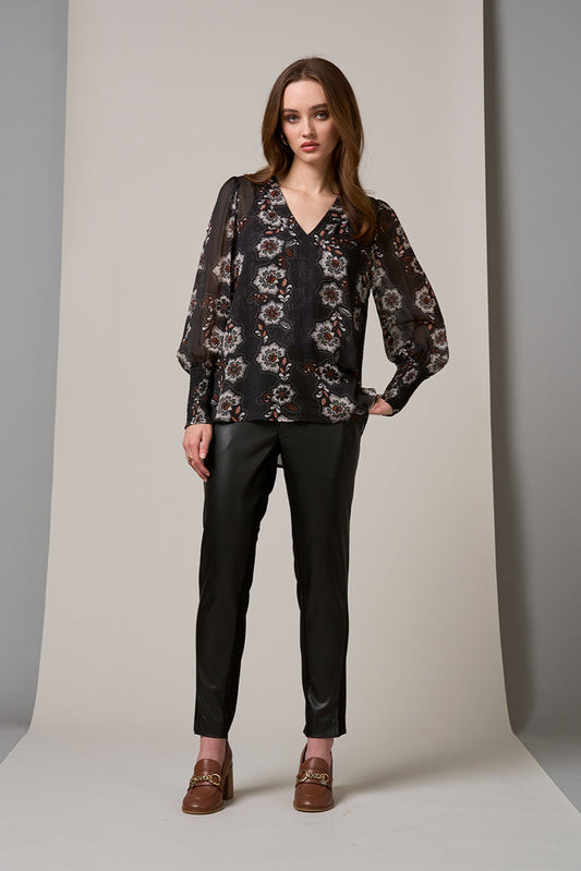 LOOBIES STORY THEODORA BLOUSE - BLACK MULTI - THE VOGUE STORE
