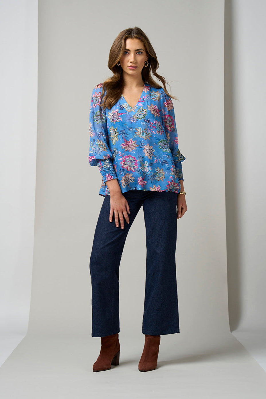 LOOBIES STORY MAYFAIR BLOUSE - WEDGEWOOD BLUE - THE VOGUE STORE