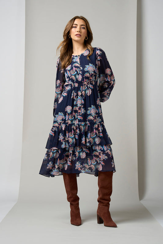 LOOBIES STORY CHELSEA DRESS - INDIGO MULTI - THE VOGUE STORE