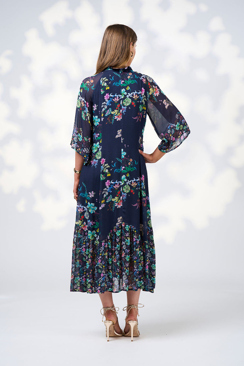 LOOBIES STORY LA BOHEME MIDI DRESS - INDIGO MULTI - THE VOGUE STORE