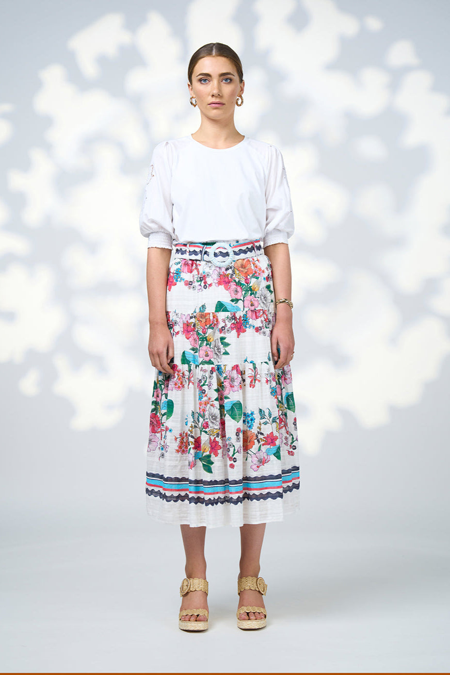 LOOBIES STORY PANDORA SKIRT - WHITE MULTI - THE VOGUE STORE