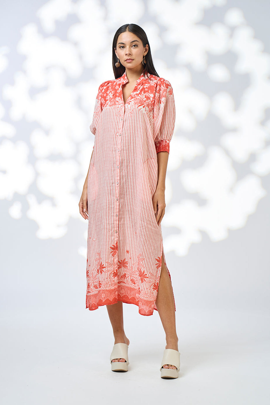 LOOBIES STORY XANTHE SHIRT DRESS BURNT ORANGE MULTI