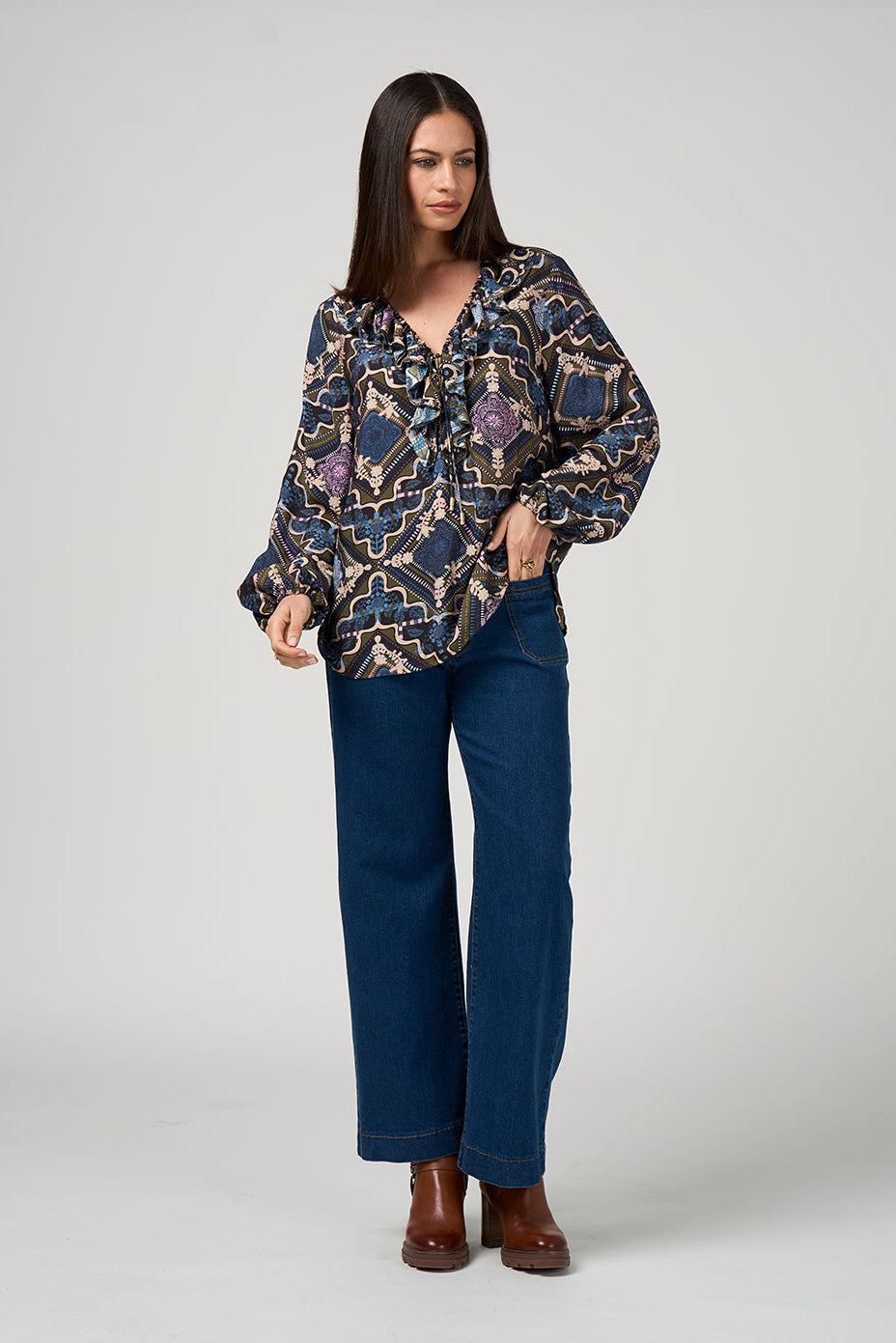 LOOBIE'S STORY REGALIA BLOUSE - OLIVE - THE VOGUE STORE