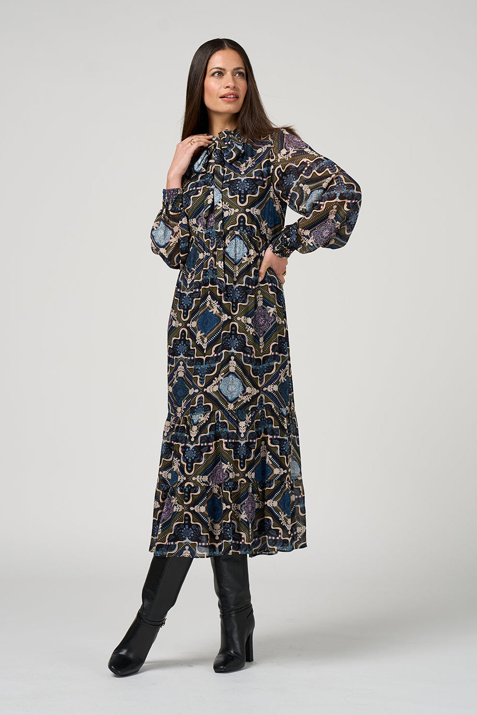LOOBIE'S STORY REGALIA MIDI DRESS - OLIVE - THE VOGUE STORE