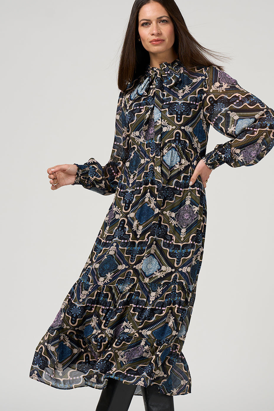 LOOBIE'S STORY REGALIA MIDI DRESS - OLIVE - THE VOGUE STORE