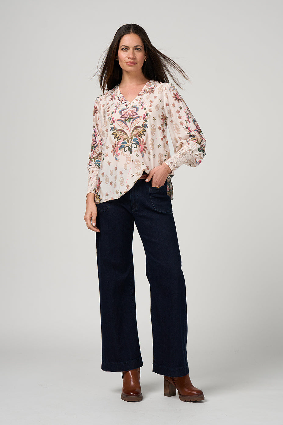 LOOBIE'S STORY ANTOINETTE BLOUSE - BONE MULTI - THE VOGUE STORE