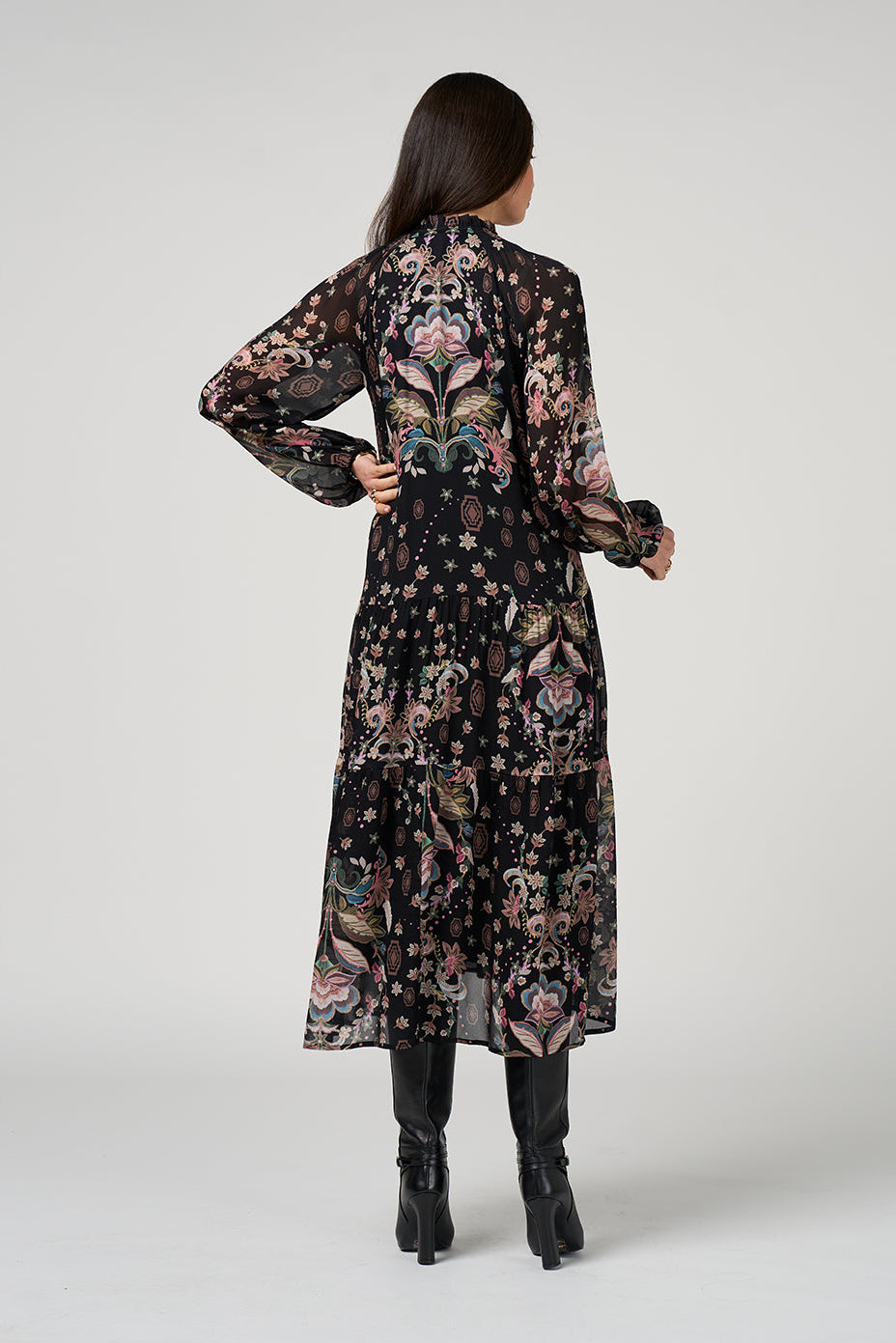 LOOBIE'S STORY ANTOINETTE MIDI DRESS - BLACK - THE VOGUE STORE