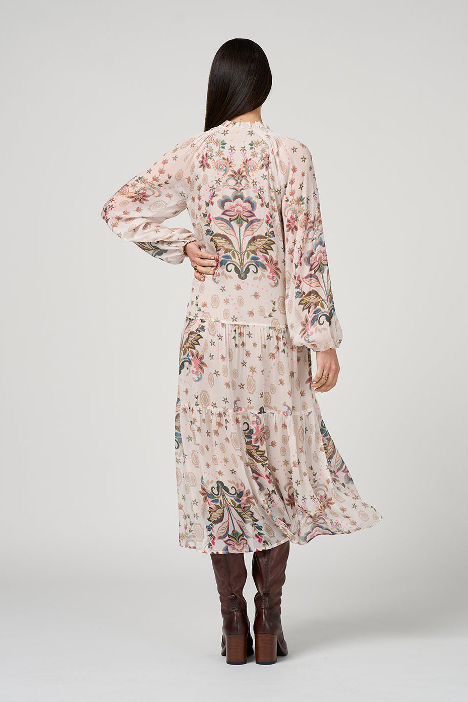 LOOBIE'S STORY ANTOINETTE MIDI DRESS - BONE MULTI - THE VOGUE STORE