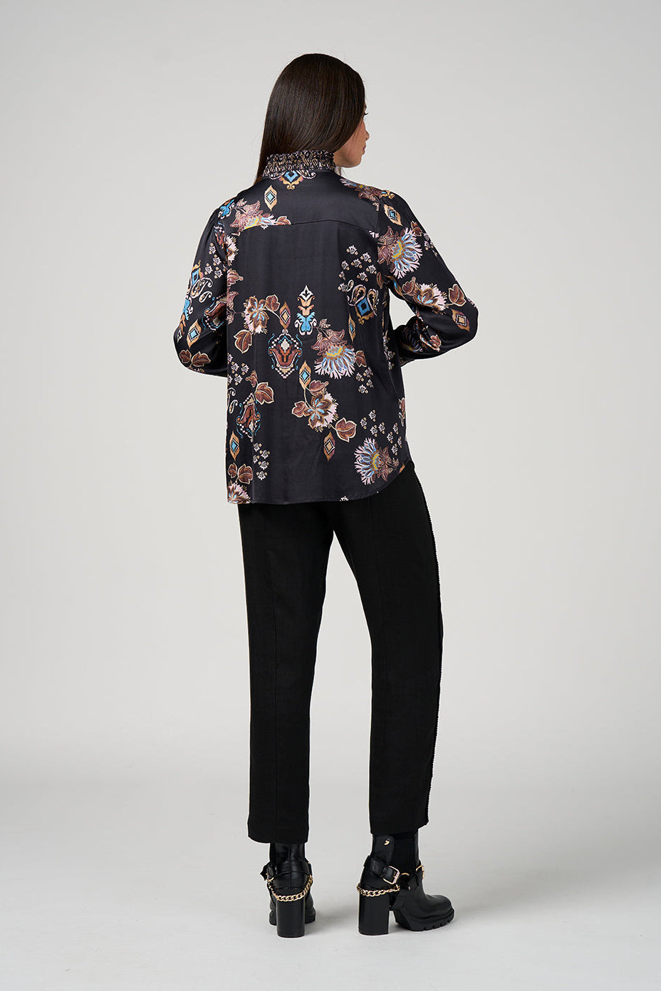 LOOBIES STORY GILDED LOTUS SHIRT - BLACK MULTI - THE VOGUE STORE