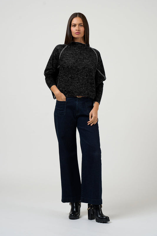 LOOBIE'S STORY ASTORIA BATWING SWEATER - BLACK - THE VOGUE STORE