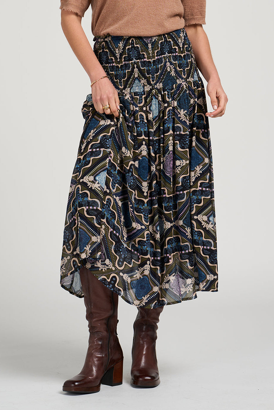 LOOBIE'S STORY REGALIA SKIRT - OLIVE - THE VOGUE STORE