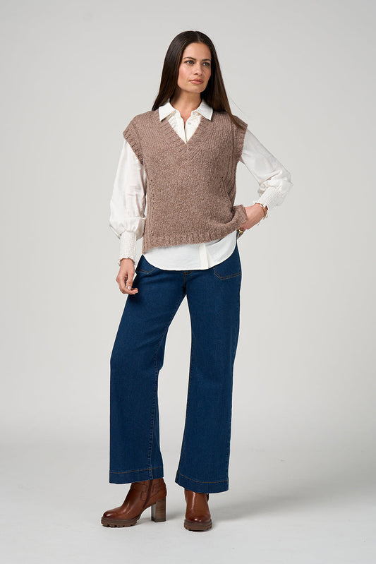LOOBIES STORY TILLY VEST - WALNUT - THE VOGUE STORE