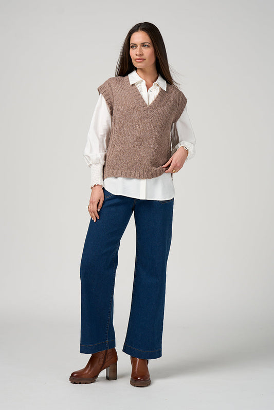 LOOBIES STORY TILLY VEST - WALNUT - THE VOGUE STORE