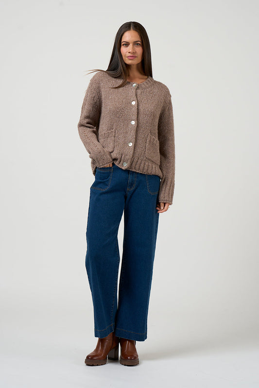 LOOBIES STORY TILLY CARDI - WALNUT- THE VOGUE STORE