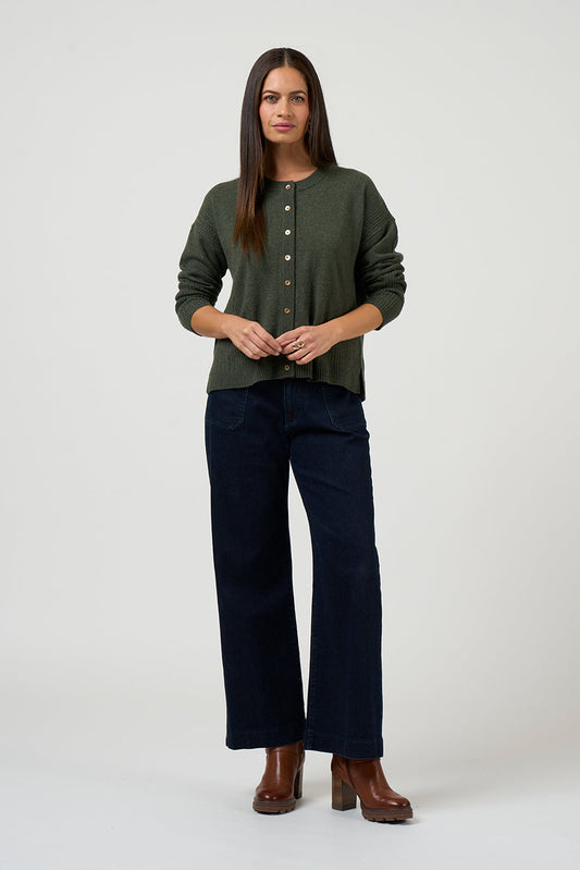 LOOBIES STORY ODETTE CARDI - OLIVE - THE VOGUE STORE