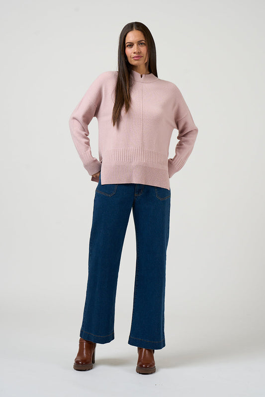 LOOBIES STORY SIA SWEATER - DUSKY BLUSH - THE VOGUE STORE