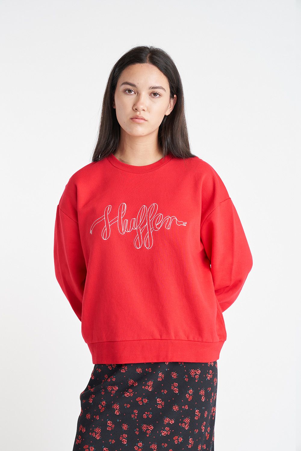 HUFFER SLOUCH CREW 350/BOW - CHERRY - THE VOGUE STORE