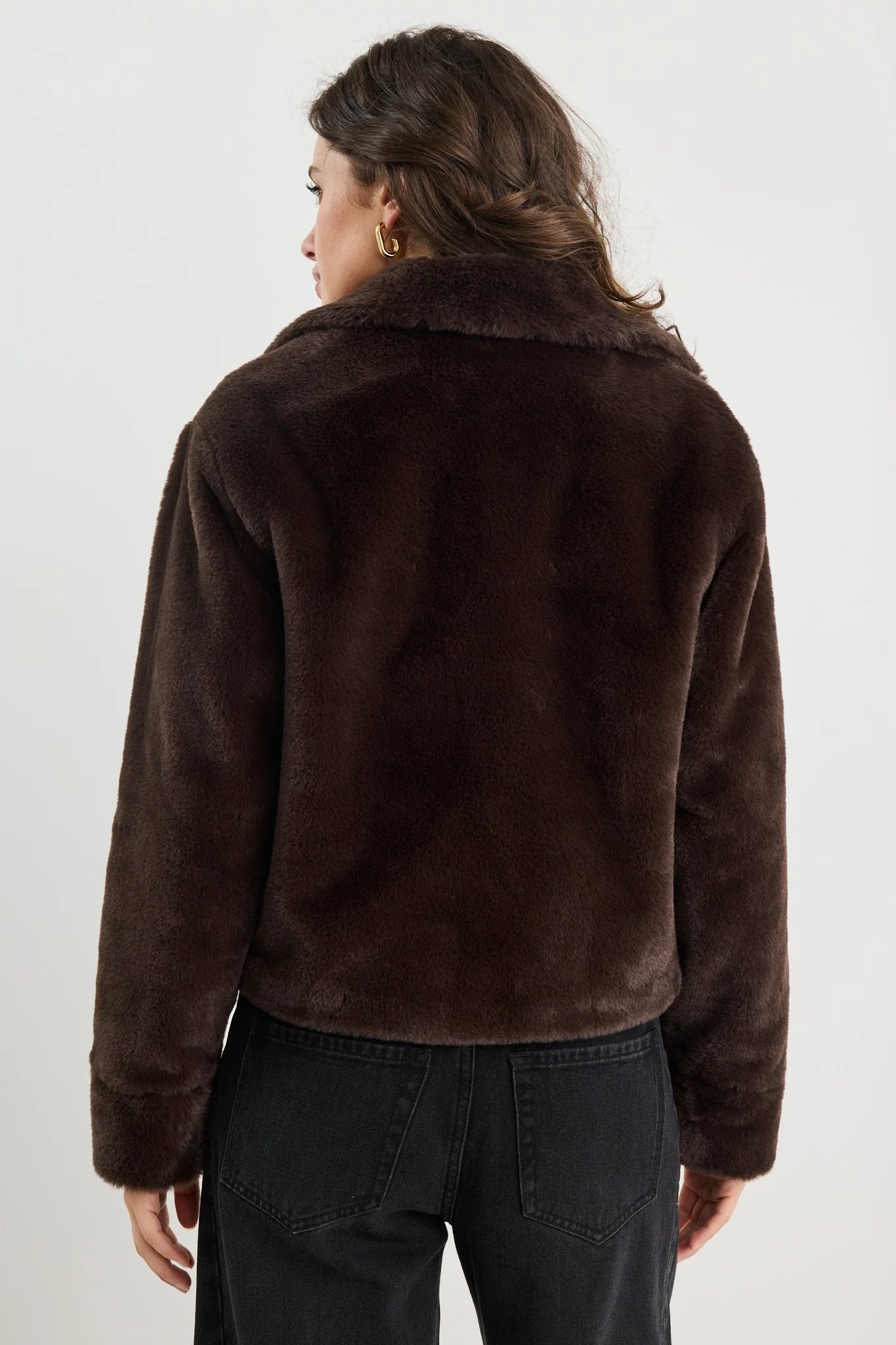 STORIES BE TOLD LODGE CHOCOLATE FAUX FUR JACKET - THE VOGUE STORE