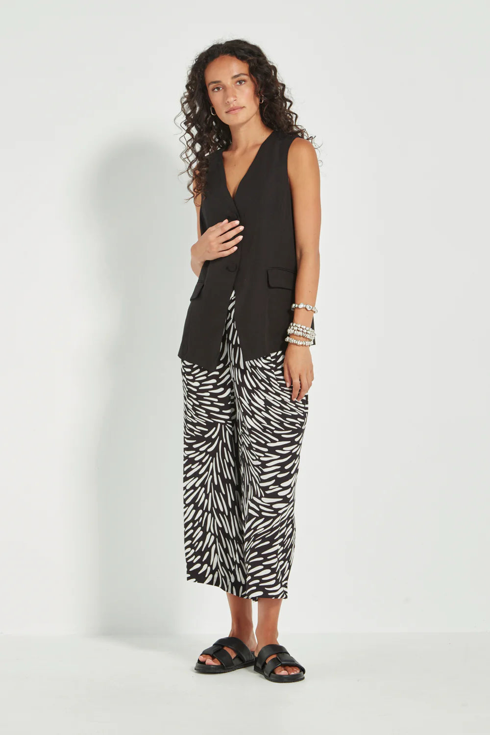 VERGE TIDAL PANT - BLACK PRINT - THE VOGUE STORE