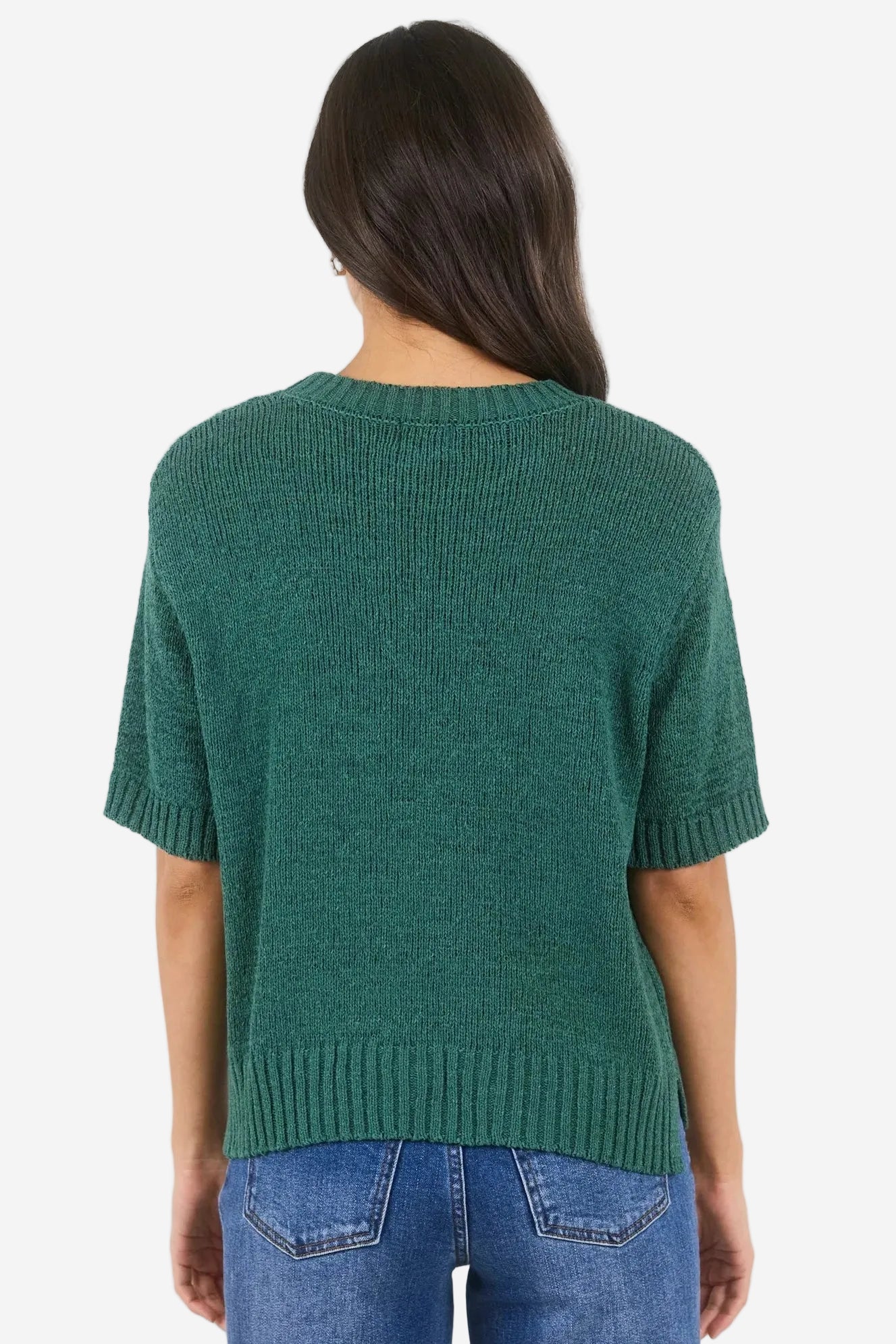 BY ROSA LOVEABLE PETROL TAPE YARN KNIT TEE - THE VOGUE STORE