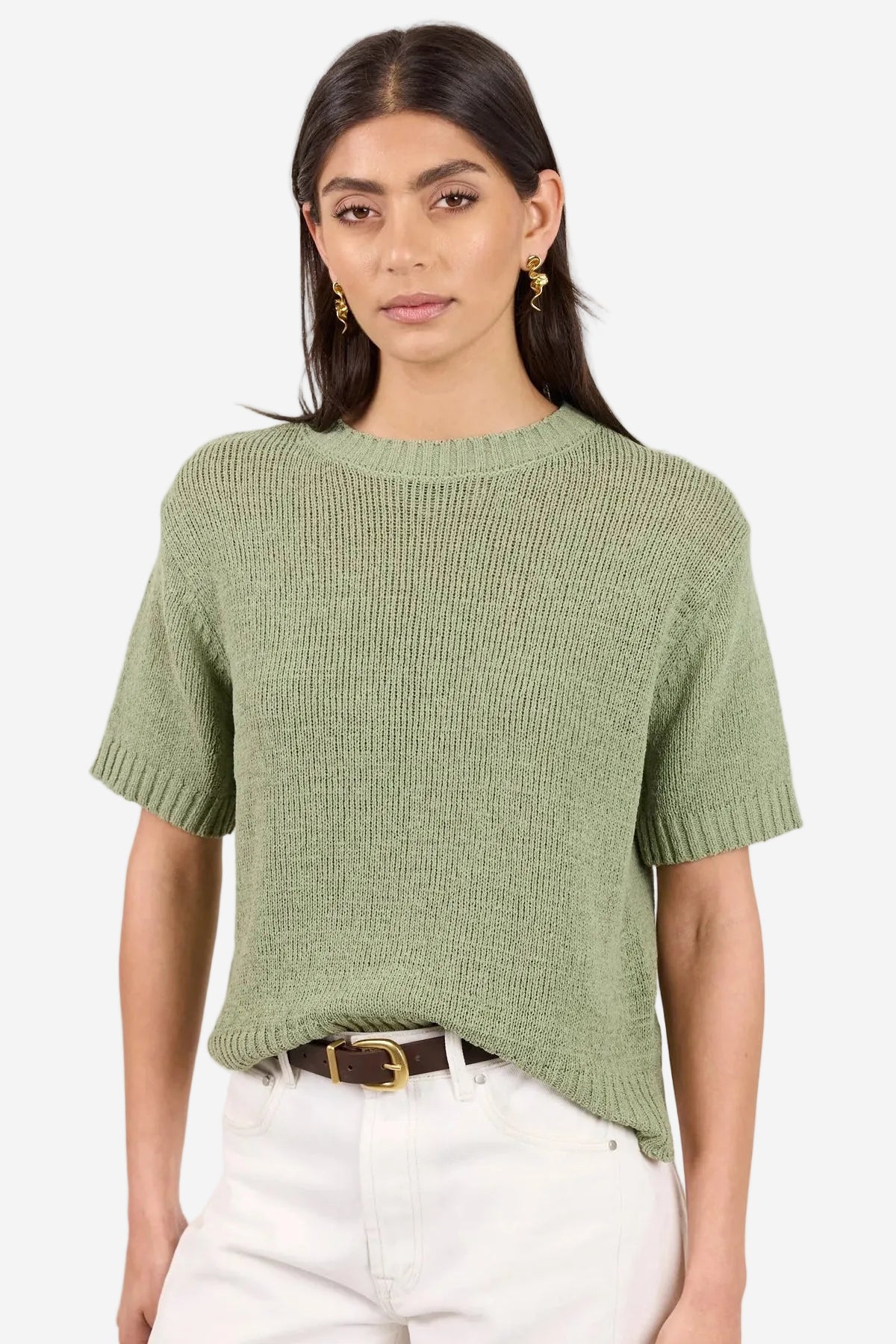 BY ROSA LOVEABLE SAGE GREEN KNIT TEE - THE VOGUE STORE
