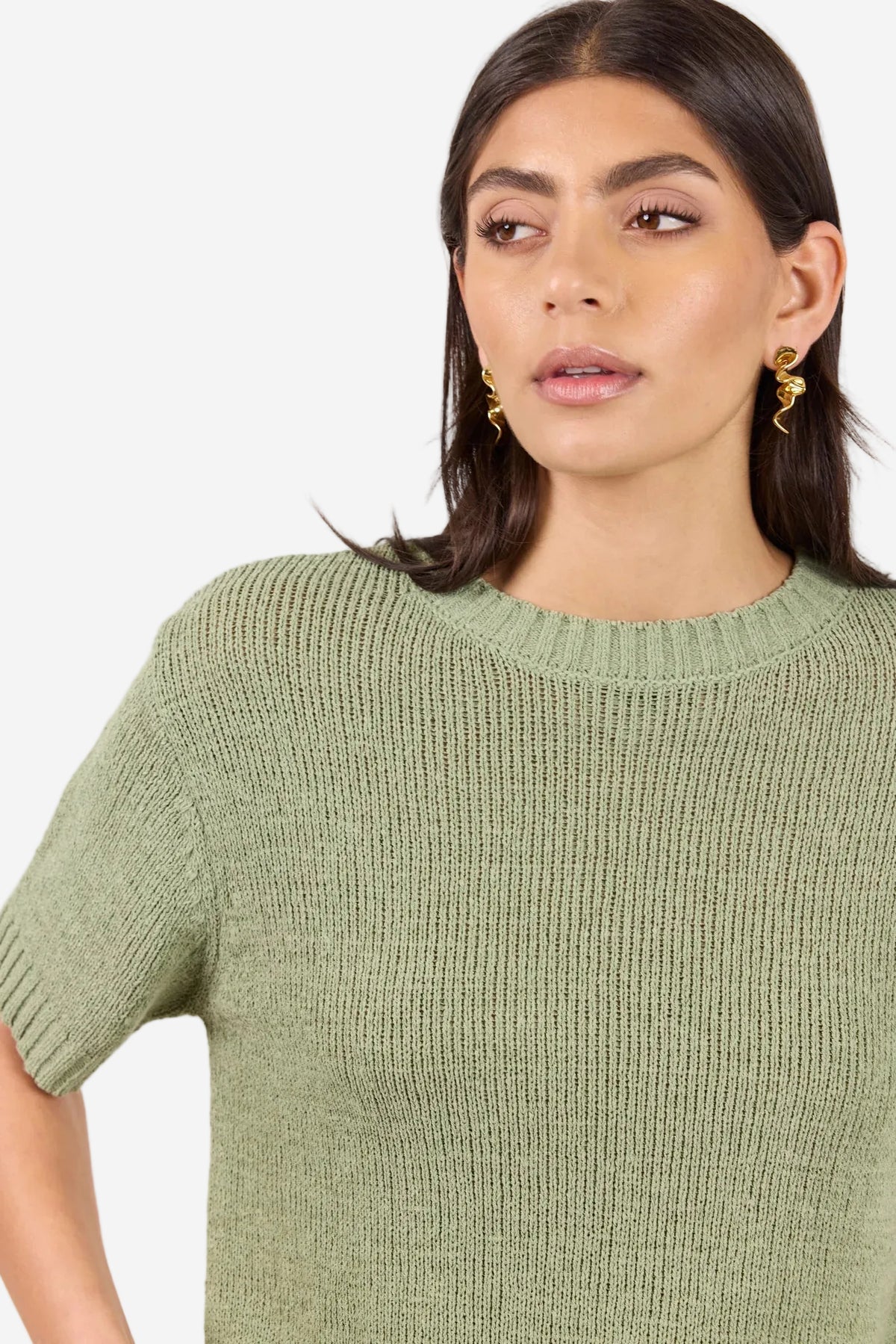 BY ROSA LOVEABLE SAGE GREEN KNIT TEE - THE VOGUE STORE