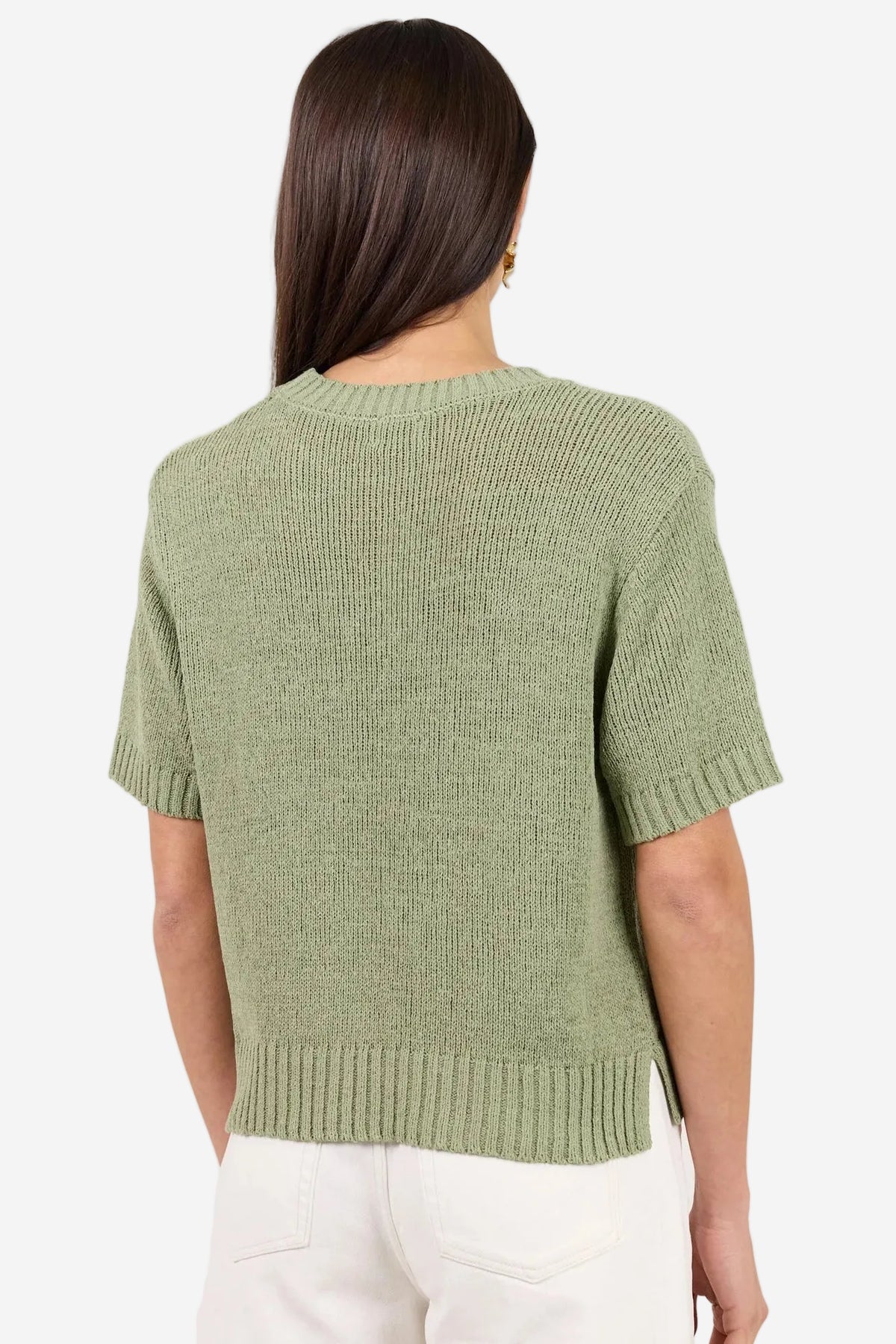 BY ROSA LOVEABLE SAGE GREEN KNIT TEE - THE VOGUE STORE
