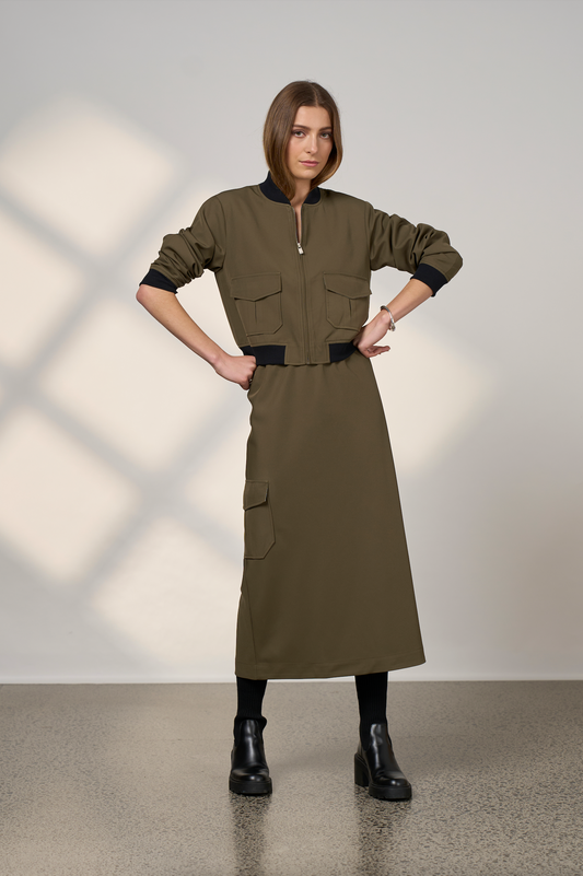 MADLY SWEETLY CAVALRY SKIRT - KHAKI - THE VOGUE STORE 