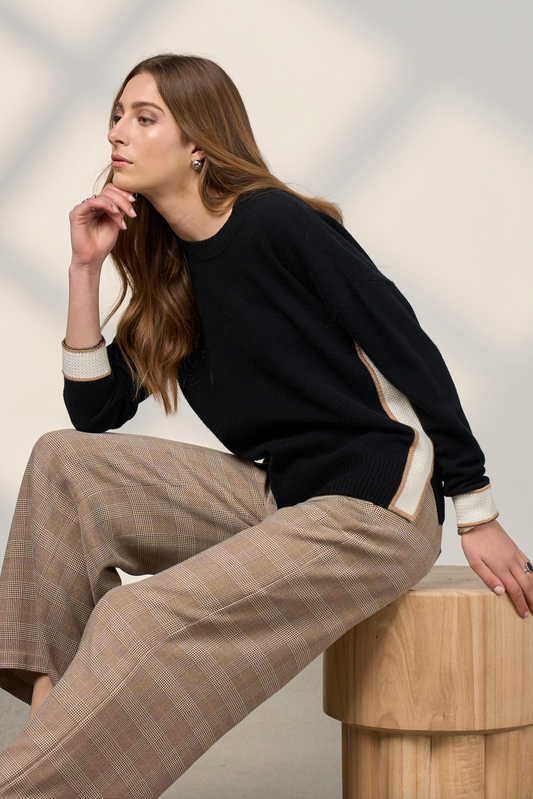 MADLY SWEETLY COLLEGE SWEATER - BLACK/WINTER - THE VOGUE STORE