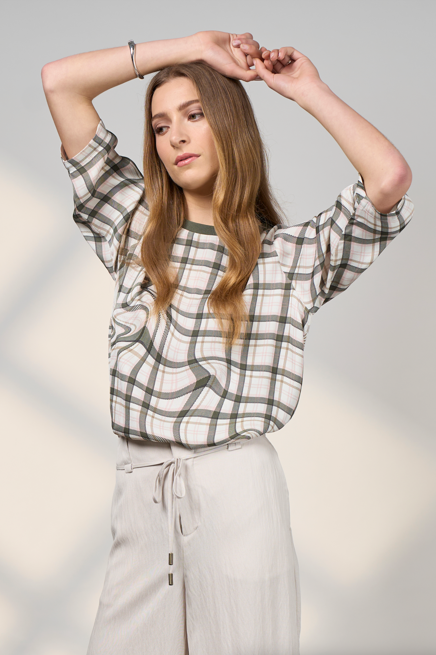 MADLY SWEETLY ILLUSION TOP - PUMICE MULTI - THE VOGUE STORE