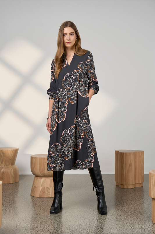 MADLY SWEETLY WOOD ROSE DRESS  - THE VOGUE STORE