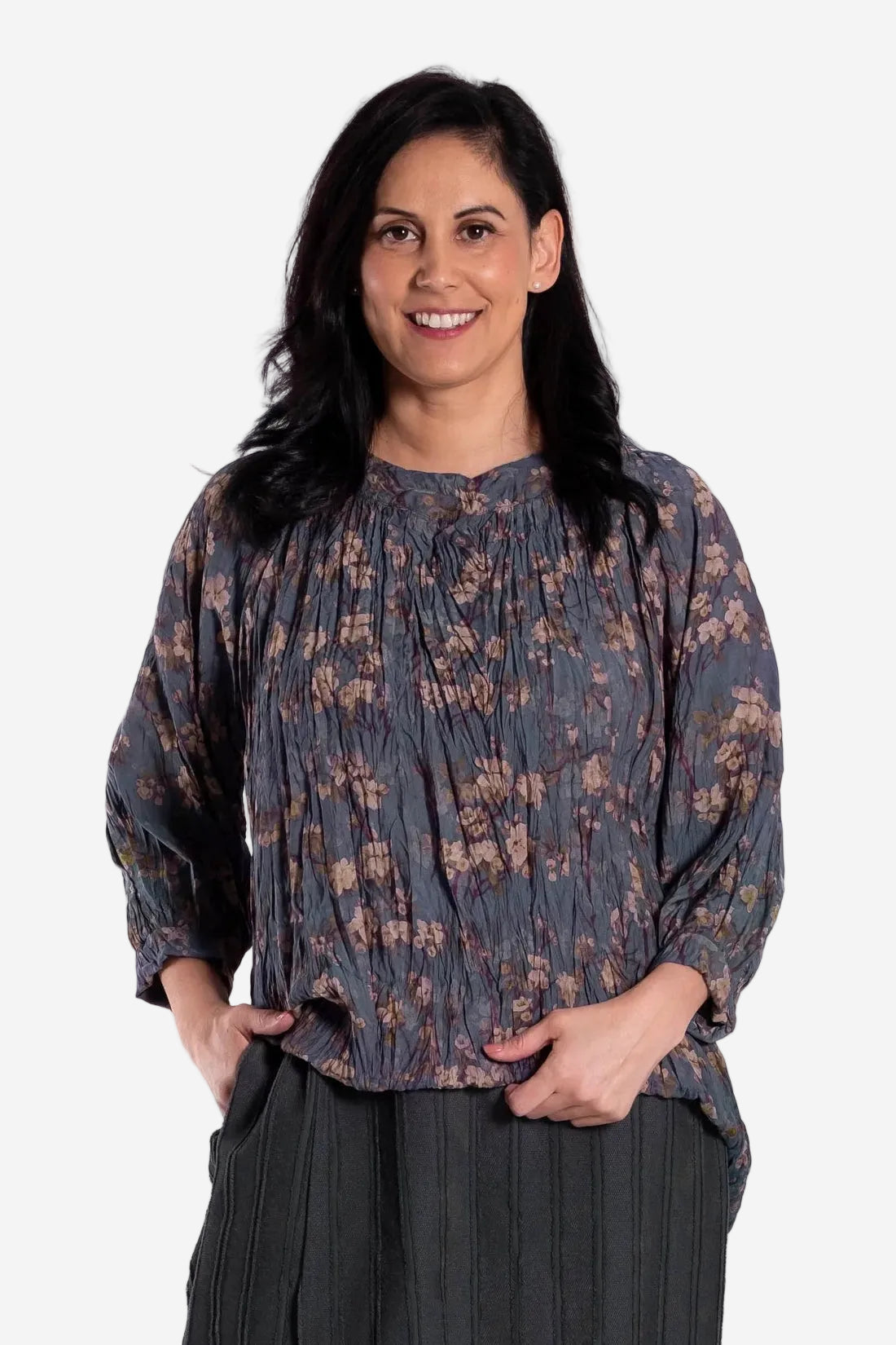 JELLICOE SURROUND TOP - PERIWINKLE BLOSSOM - THE VOGUE STORE