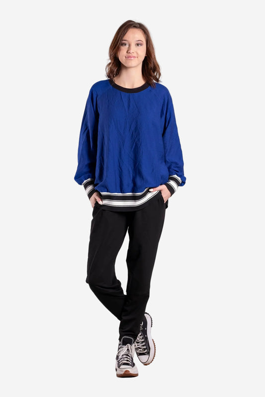 DEEANNE HOBBS TEAM SWEATER TOP - ARTIC SKY - THE VOGUE STORE