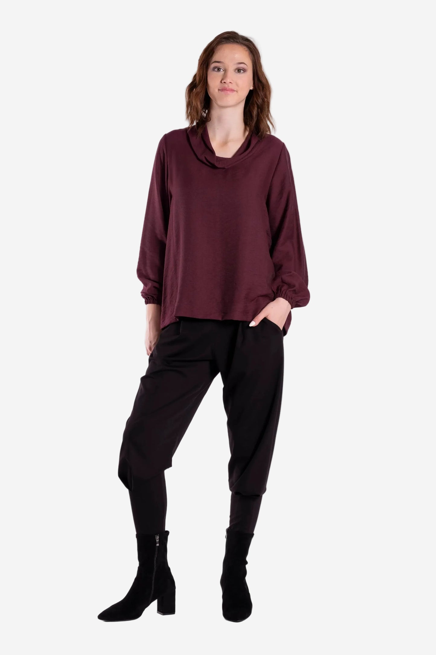 JELLICOE DRAPE TOP - VINTAGE BERRY - THE VOGUE STORE