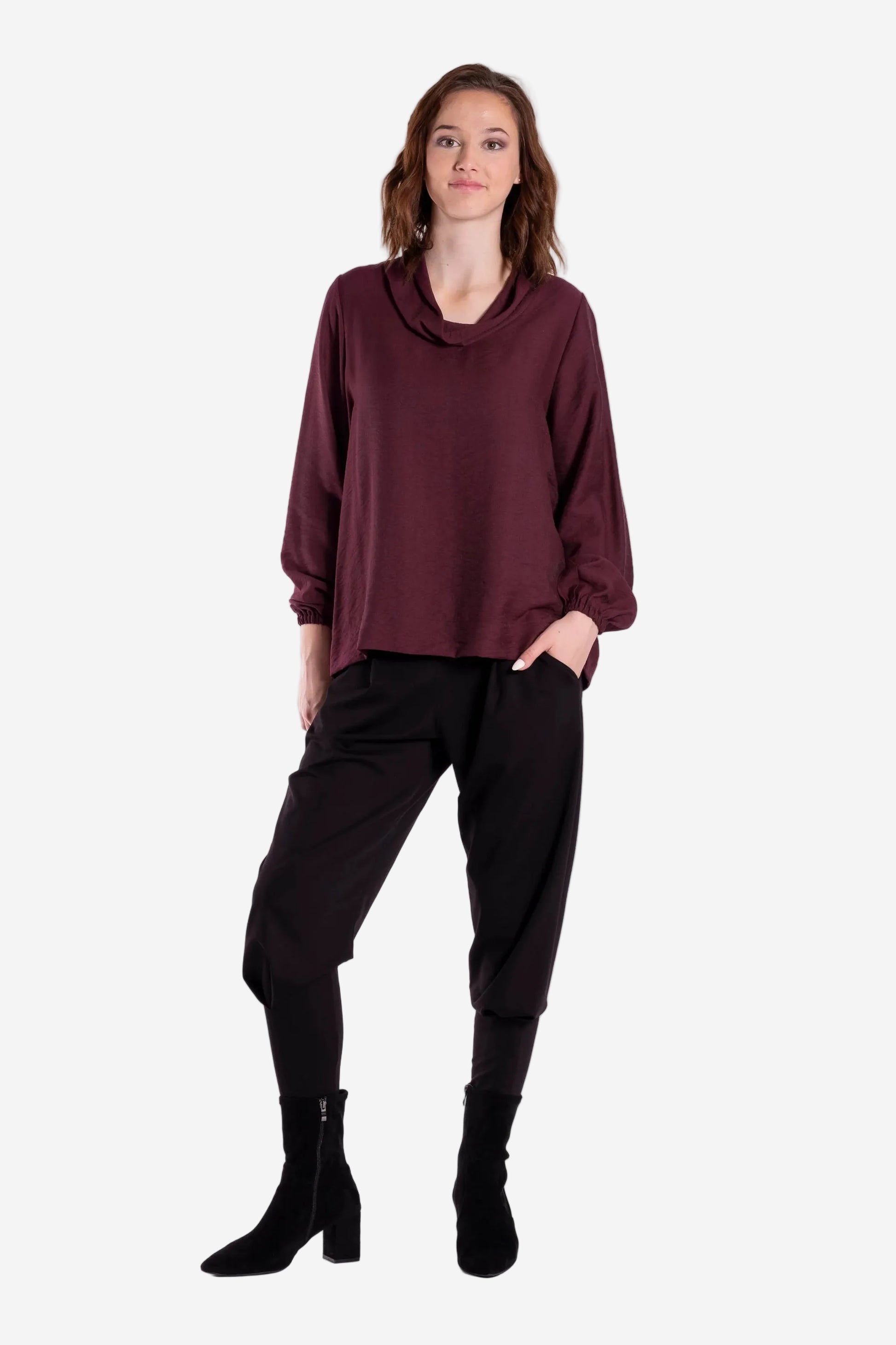 JELLICOE DRAPE TOP - VINTAGE BERRY - THE VOGUE STORE