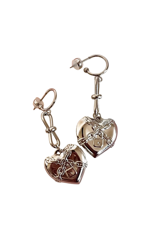 PENNY FOGGO HEART AND CHAIN HALF HOOPS - THE VOGUE STORE