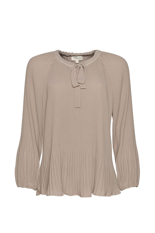 MADLY SWEETLY JUST PLEAT IT TOP - TAUPE - THE VOGUE STORE