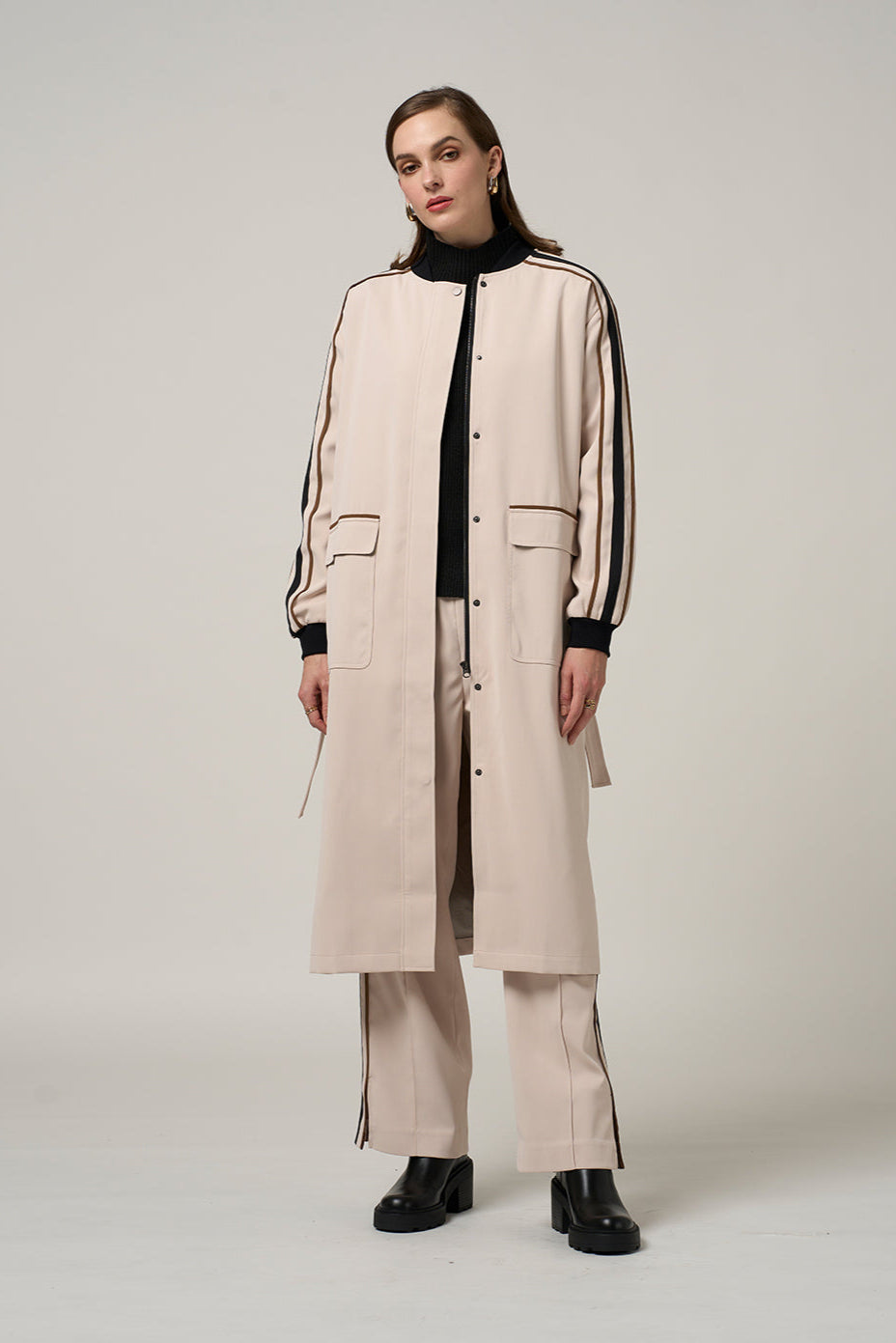 MADLY SWEETLY CIPHER COAT - STONE - THE VOGUE STORE
