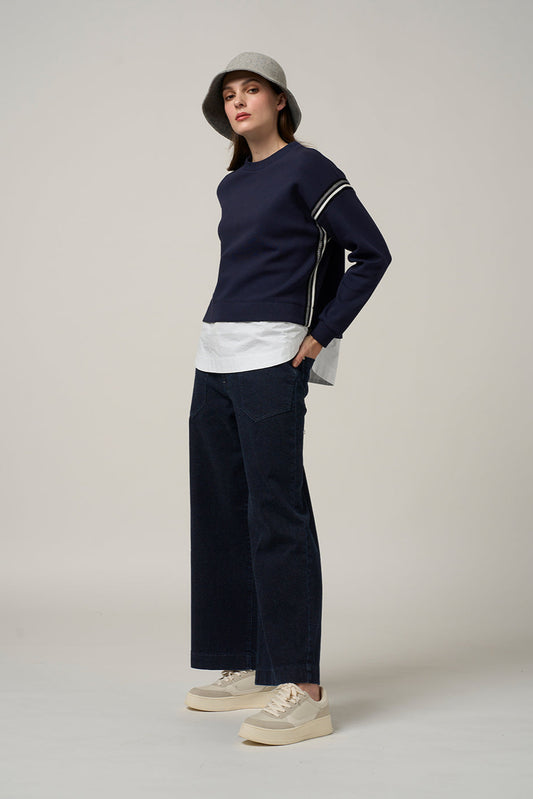 MADLY SWEETLY OSBOURNE SWEATSHIRT - NAVY - THE VOGUE STORE