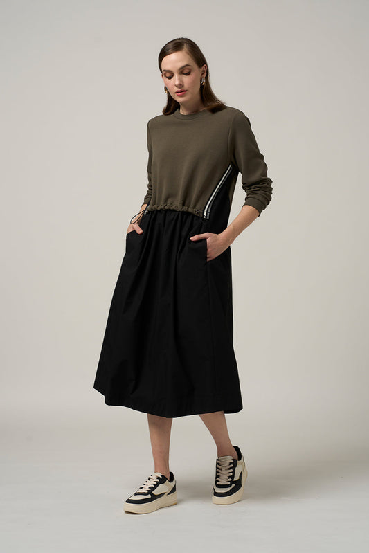 MADLY SWEETLY OSBOURNE DRESS - KHAKI - THE VOGUE STORE
