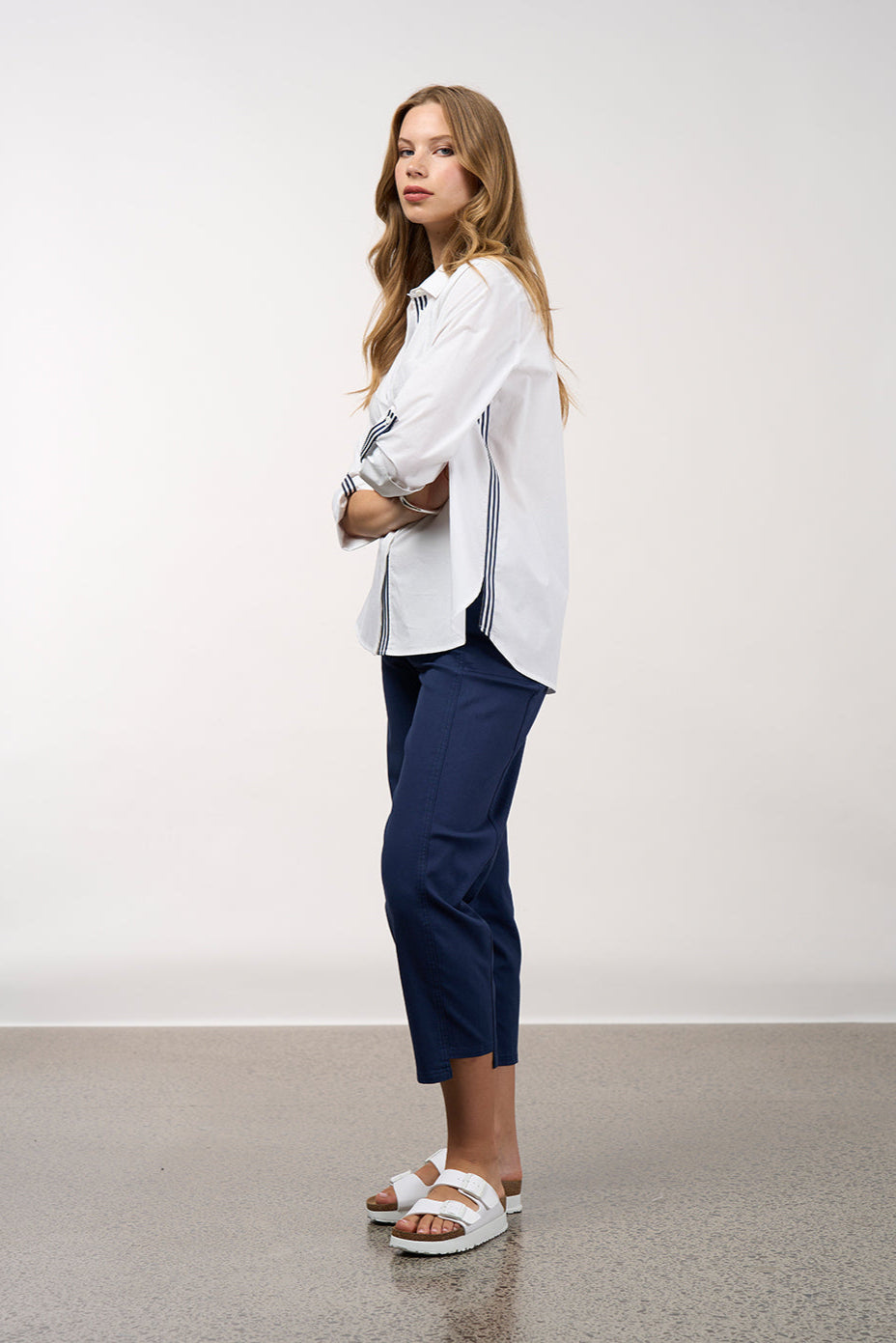 MADLY SWEETLY MIXED MEDIA SHIRT - WHITE - S25 - THE VOGUE STORE