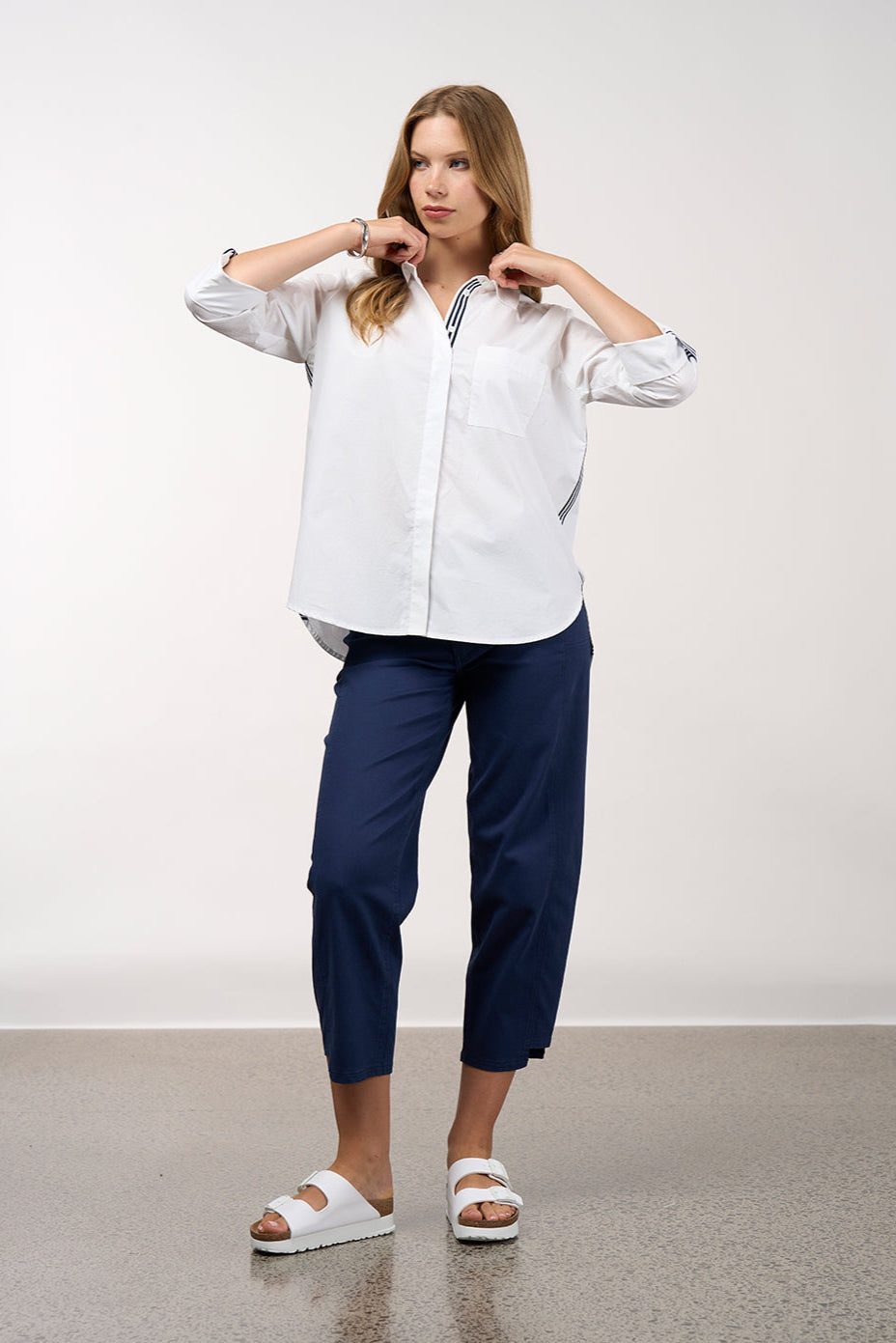 MADLY SWEETLY MIXED MEDIA SHIRT - WHITE - S25 - THE VOGUE STORE