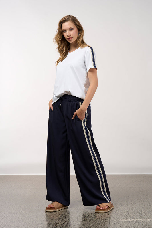 MADLY SWEETLY LINEAR PANT - NAVY - THE VOGUE STORE